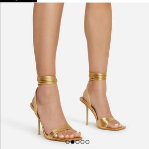 Gold strappy ego heels